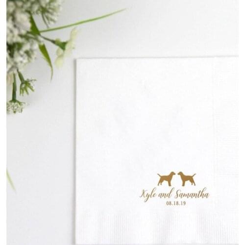 Personalized Wedding Napkins, Bridal Shower, Rehearsal Dinner, Engagement Party, Custom Bar Napkins, Dog Napkins baby shower