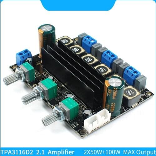 TPA3116D2 Audio Amplifier Board 2.1 Channels High-Power Output Bass 100W LR 50W HIFI TPA3116 Subwoofer Amplifier cable extension