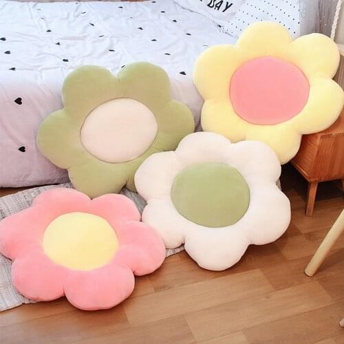 Plush Cushion Colorful Flower Toy Soft Cartoon Plant Stuffed Doll Chair Cushion Sofa Pillow Decorative Floor Mat Lovely Gift New