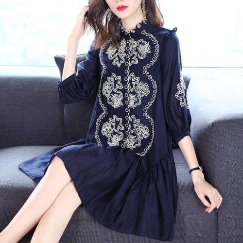 Plus Size Summer Dress Women Luxury Retro Vintage Embroidery Floral Dresses Vestidos Party Dresses For Women Robe Female SY094