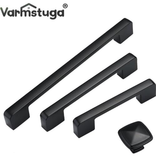 Black Aluminum Alloy Kitchen Cabinet Handles Dresser Drawer Pulls Cupboard Wardrobe Door Knobs Furniture Handle Hardware