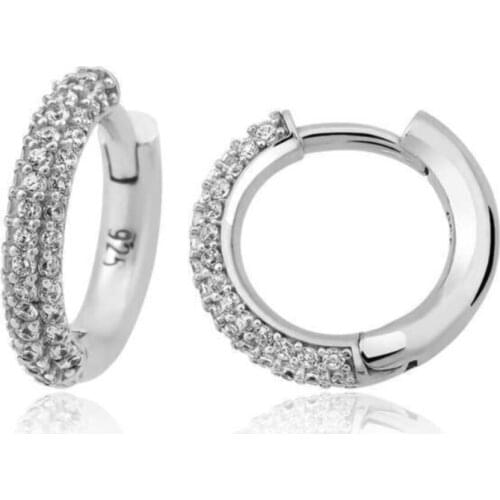 Unisex Silver White Ring Earrings