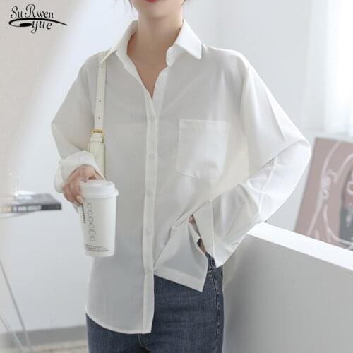 Spring New Fashion Button Up Satin Silk Shirt Y2k Vintage Blouse Women White Lady Long Sleeves Female Loose Street Shirts 13153