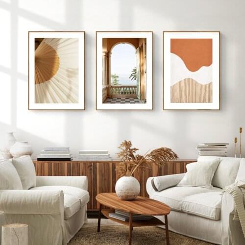Modern Landscape Wall Art Abstract Door Building Pictures Sea Canvas Painting Geometry Prints Nordic Posters Quotes Home Decor