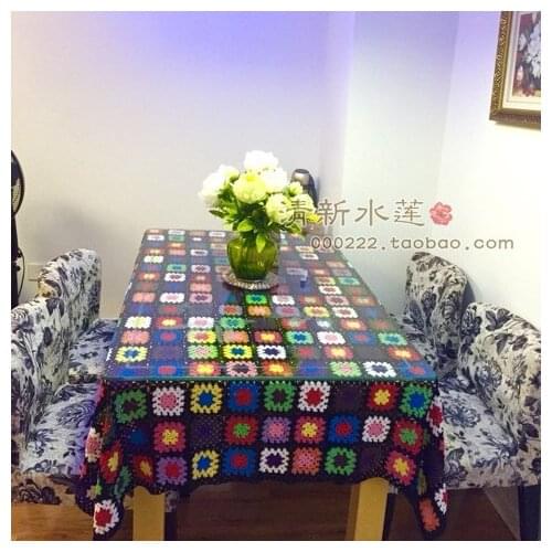 Fresh water lotus,handmade hook flower pure cotton knit color coloured mosaic,American country blanket, table cloth, sofa towel