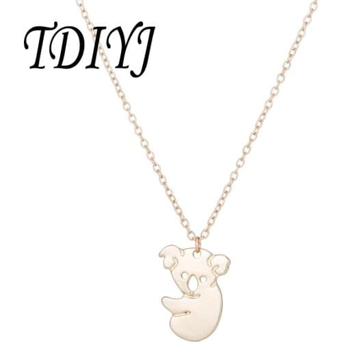TDIYJ Jewelry Stainless Steel Cute Baby Koala Chain Necklaces for Women Girl Kids Animal Charm Necklace
