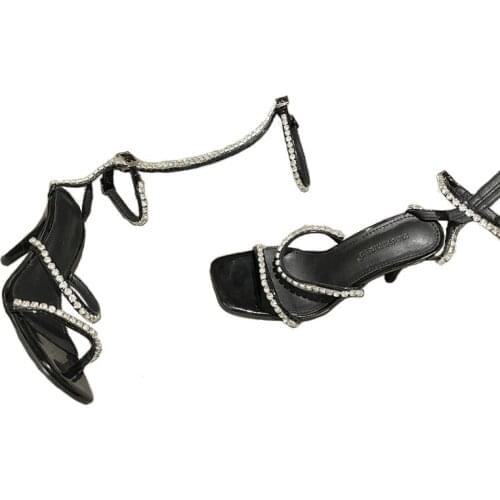 Women Sandals Summer Boots 2021 Female Shoes Fashion Rhinestone Long Boots Sexy Ladies Black Heels Sandale Talon Femme