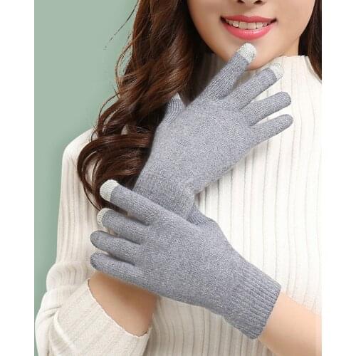 Winter Touch Screen Gloves Women Men Warm Stretch Knit Mittens Imitation Wool Full Finger Guantes Female Thicken