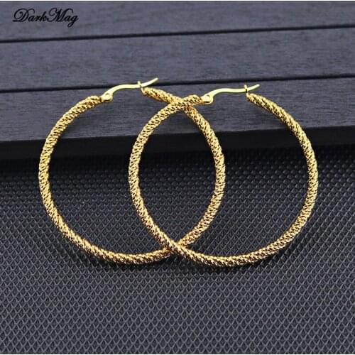 DarkMag Trendy Fashion Metal Elegant Hoop Earring Woman 2020 New Vintage Gold Color Cheap korean Stainless Earrings brincos