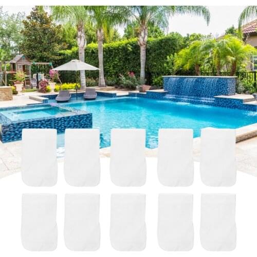 10Pcs Pool Filter Bag Swimming Pool Cotton Filter Bag Sock Replacement Cleaning Tool Accessories Pool Filter Bags 20x12cm