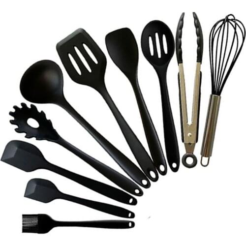 10Pcs Silicone Kitchenware Non-stick Cookware Spatula Shovel Kitchen Accessories Cooking Tool Utensils Set Ladle Egg Beaters