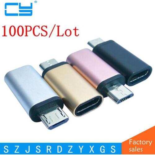 100PCS/Lot 2017 Aluminum alloy shell usb type-c female to micro usb male adapter usb-c female to micro usb male charging