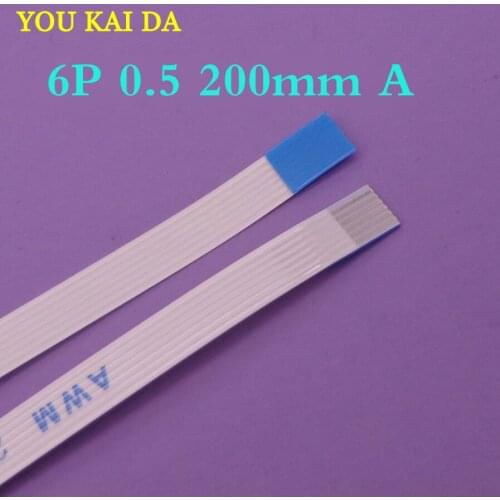 100pcs New FFC FPC flat flexible 6p cable 0.5mm pitch 6 pin forward Length 200mm Width 3.5mm 6pin Ribbon Flex Cable