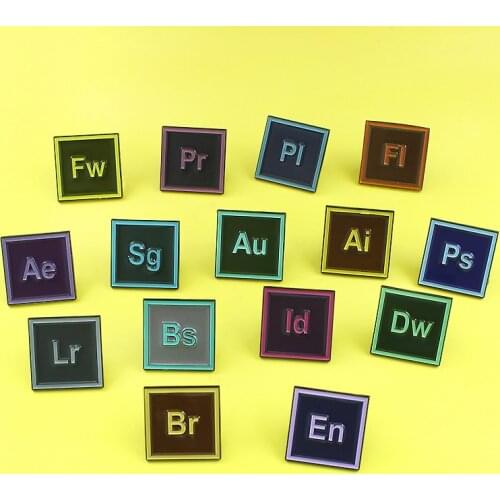 15 style PS AI Pr Au En Dw Design Software Brooches Custom Software application Enamel Pins Brooch for Designers Artists Jewelry