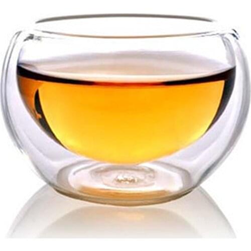 2pcs Double-Layer Cups Glass Kung Fu Tea Set Heat-Resistant pin cha bei Small Glass Bowl Factory Wholesale