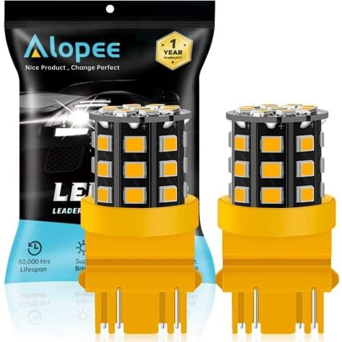 2-Pack 3056 3156 3057 3157 4157 2835 33 SMD LED Light Bulb 12V-24V Amber/Yellow For Car Turn Signal Lights Tail Blinker Bulb