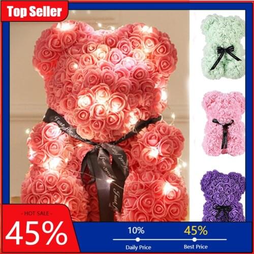 2021 Valentine GiftsTeddy Rose Bear with Box Luxurious Bear of Rose Bear Flowers Artificial Christmas Gift for Girlfriends