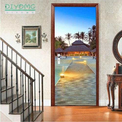 77x200cm 3D Door Stickers DIY art For Door self-Adhesive wallpaper Murals Vinyl Removable Creative Art Door Decals Home Decor