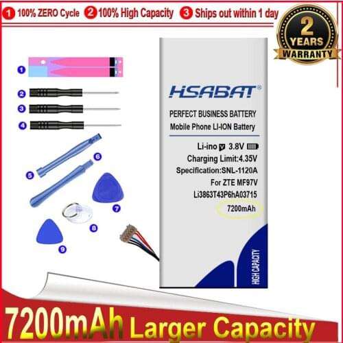 HSABAT 0 Cycle 7200mAh Li3863T43P6hA03715 Battery for ZTE MF97V MF97B SRQ-MF97V MF97G AT&T/Verizon S Pro 2/SPro2 Accumulator