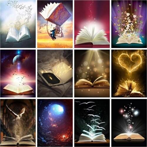 Huacan 5d Diamond Painting Book Fantasy Diamond Embroidery Cross Stitch Scenery Mosaic Room Decor Crystal Hobby