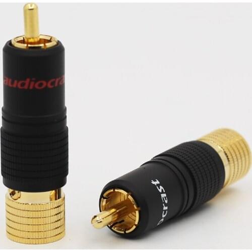 Audiocrast 24K Gold Plated Screw Locking RCA Plug Audio Cable Speaker Connector Lockable adjustable