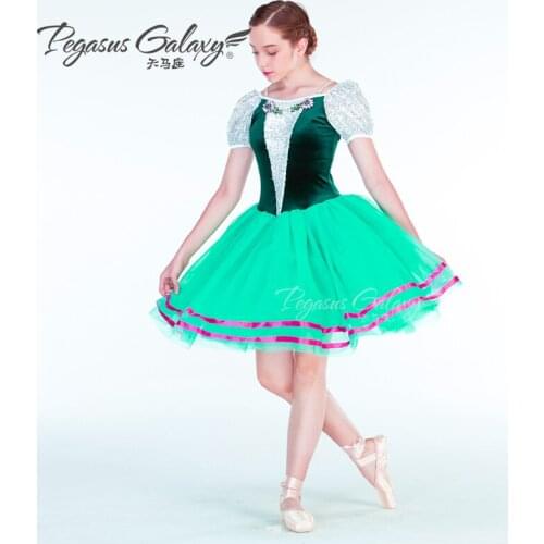 Girls Velvet Body Blue Giselle Dress Female Ballet Dance Costumes Tutu Dress Adult Coppelia Ballerina Dress Ballet Skirt B-6366