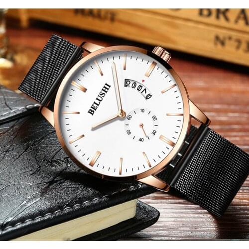 Belushi Waterproof Business Quartz Watch Men Luxury New Luminous Casual Men Watches Stainless Steel Scrapped Belushi Watch Man