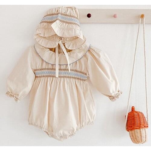 Vintage Baby Romper for Girls Clothes Spring Fall Toddler Girls Bodysuit Long Sleeve Cotton Kids Jumpsuit Children Clothing Set