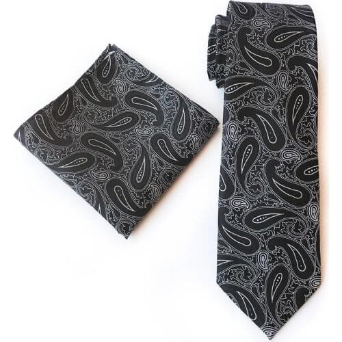 Mens Necktie Pocket Square Set Luxury Paisley Ties Sets for Wedding Meeting