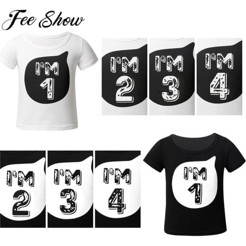 Kids Cotton T-shirts I'm 1 2 3 4 years girls and boys family party t-shirt Summer Baby Clothes Toddler Infant Child Tops T Shirt