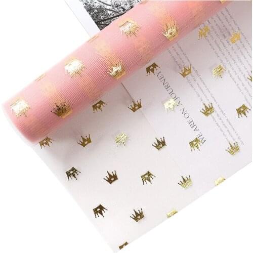 50cm*4.5m Gauze Bouquet Wrapping Crown Mesh Bronzing Decorative Material Flower Arts Party Decor Print Wrapping Gift