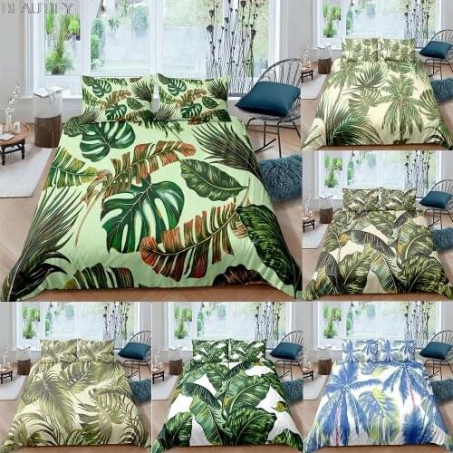 3D Bedding Set Digital Printing Palm Leaves Duvet Cover Pillowcases For Home Bedroom Luxury Bed Set 2/3pcs Comforter Bedding Set