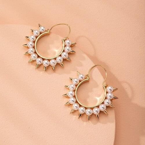 Korean Fashion Pearl Earrings New Pattern Jewelry For Women 2021 Trend Temperament Semicircle Sun Flower Jewelry-Accessories