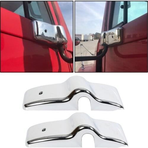 2Pcs Chrome Door Mirror Covers Brackets Left Right For Freightliner Century Columbia