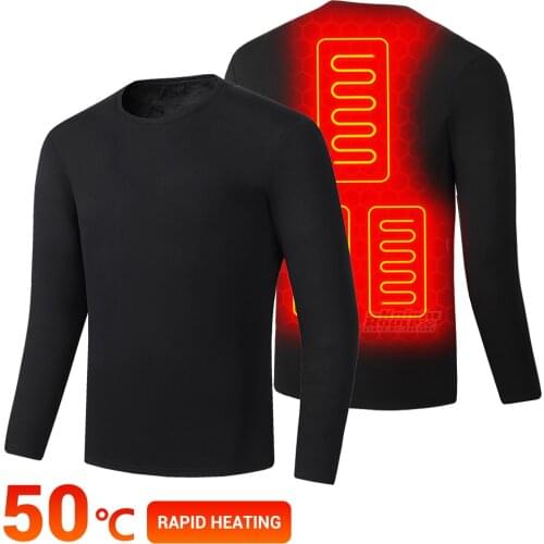Heated Jacket Mens Electric USB Battery Powered Heated Thermal Underwear Winter Jacket Heating For Men Fleece Ski Suit Men