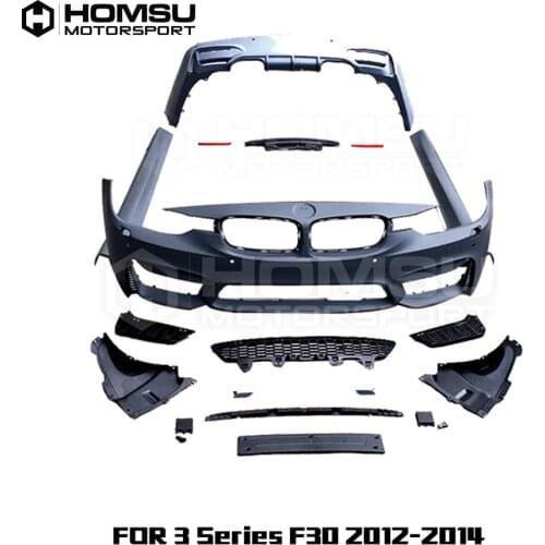 M3 style PP Unpainted Car Body Kit Front Rear Bumper Side Skirts Wheel Eyebrows Exhaust Pipes For BM-W F30 2012-2014