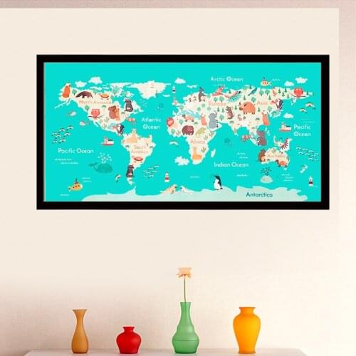 Cartoon Map TV Background Wall Paper Childrens Room 3d Animal Wallpaper Kindergarten Classroom Home Decoration Mural