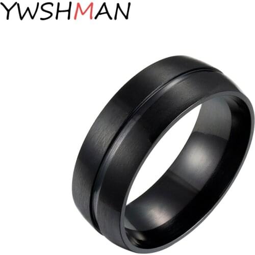 2020 Black Simple Mens Fashion Stainless Steel Trend Metal Texture Ring Temperament Mens Jewelry Accessories Valentines Day