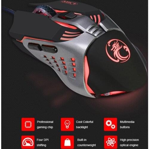 Ergonomic Wired Gaming Mouse 6 Button LED 3200 DPI USB Computer Mouse Gamer Mice Optical Engine V5 Silent Mause For PC Laptop