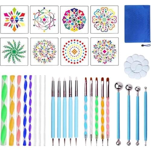 32Pcs Mandala Dotting Tools Kit for Painting Rock Stone Pottery Rod Stencil