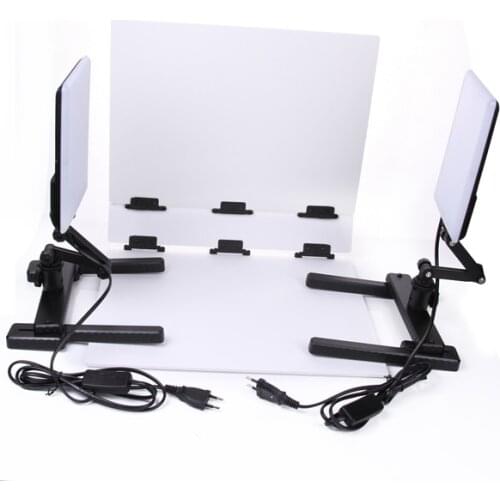 NanGuang LED Photo Light Lamp CN-T96 2 Kit 220V Photographic Lighting with Mini Shooting Table & Background Paper Kit