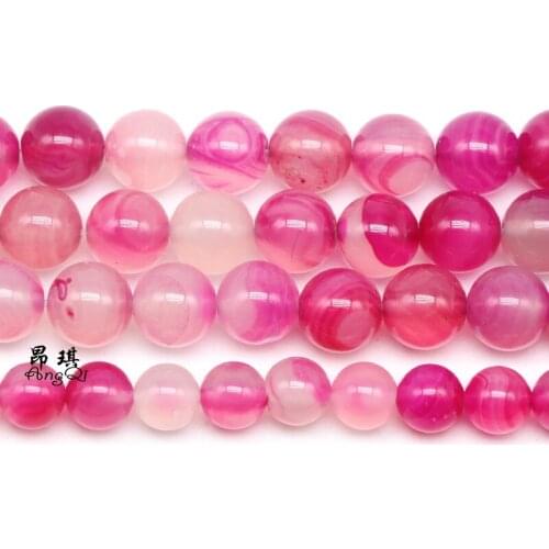 Natural Stone Rose Red Agates Round Loose Spacer Beads 4 6 8 10 12mm Pick Size For Jewelry Making DIY Bracelet Accessories 15