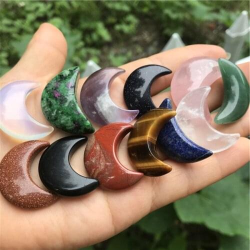 Natural Moon Shaped Crystal Gemstone Healing Chakra Polished Natural Quartz Crystals