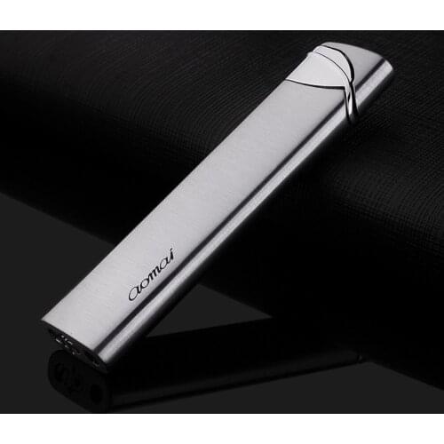 New Ultra-thin Windproof Strip Gas Lighter Cigarette Cigar Accessories Flashlight Metal Lighter Lower System Smoke Gadget