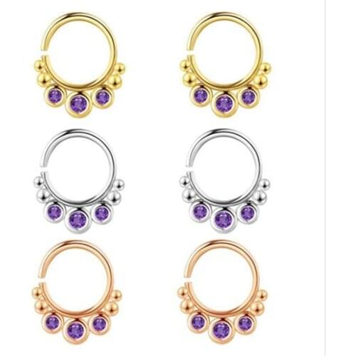 New Rose Crystal Circle Fake Piercing Nose Rings Non Piercing Septum Rings Nose Hoops For Women Ear Bone Clip Fashion Jewelry