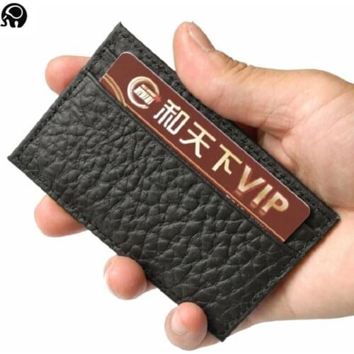 Wholesale Elephant Grain Leather Mini Credit Card Holder Thin Card Case Card Wallet Men Business ID Money Cards Pack Black Cheap