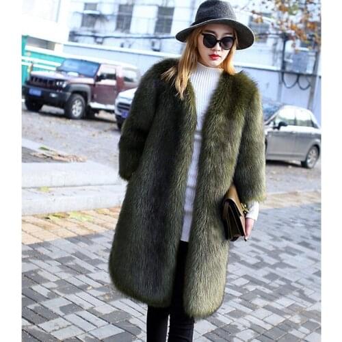 Autumn and winter new fox fur imitation fur coat, long style fur coat for women, the Korean version of slim trench coat jacket