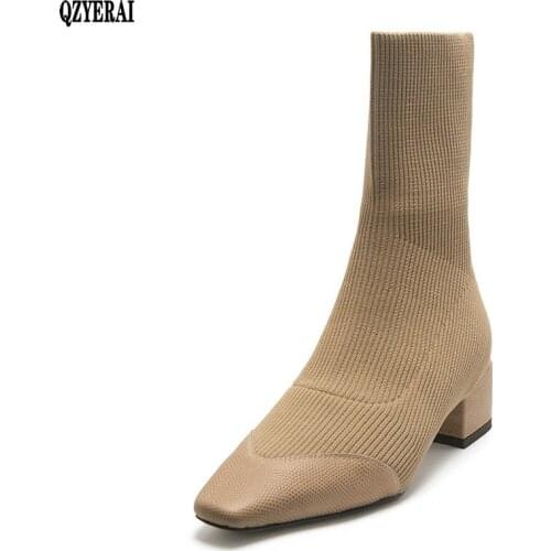 Autumn/winter collection women Short boots fashion Genuine leather cowhide Knitting wool Womens shoes