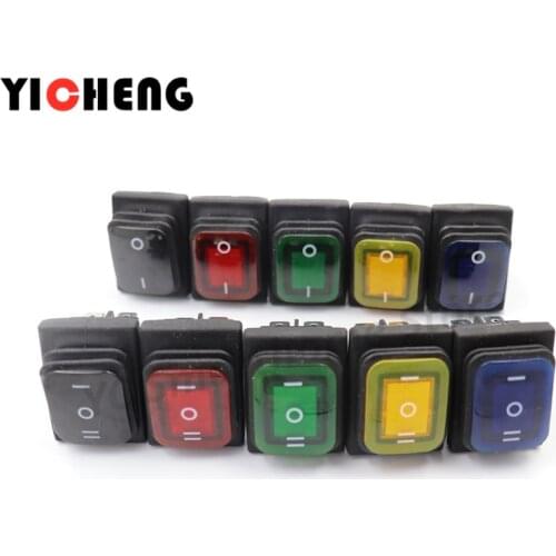 On off KCD4 waterproof and oil proof switch four feet 2 file red green with lights six foot rocker power switch LED 12V 220V
