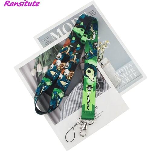 Ransitute R1634 Plague Doctor Crow Cartoon Lanyards ID Badge Holder ID Card Pass Mobile Phone Straps Badge Key Holder Keychain